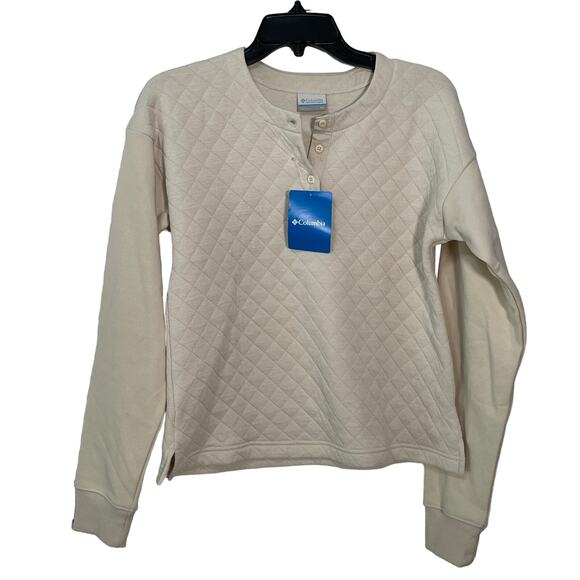 Columbia Women's Hart Mountain Quilted Crewneck Top, chalk cream, XS - Picture 1 of 8